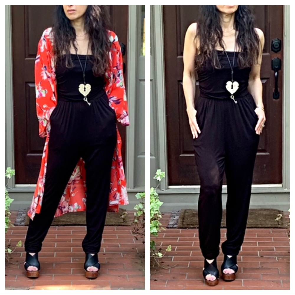 Strapless tube jumpsuit with side pockets - Picture 2 of 8